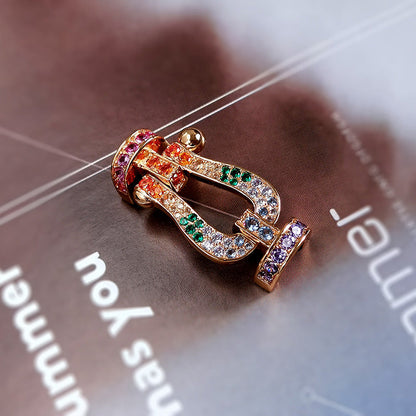[Spark]FORC LARGE HORSESHOE  COLORED DIAMOND BRACELET SILVER