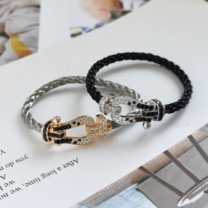 [Spark]FORCE LARGE HORSESHOE BLACK WHITE DIAMOND BRACELET Spark GOLD